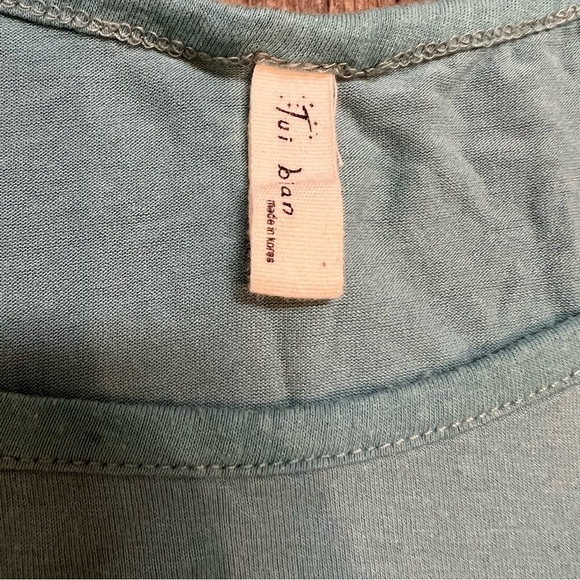 Tui Bian Blue Long Sleeves Round Neck Printed Logo Tee Shirt Top Cotton Size M - Picture 3 of 6